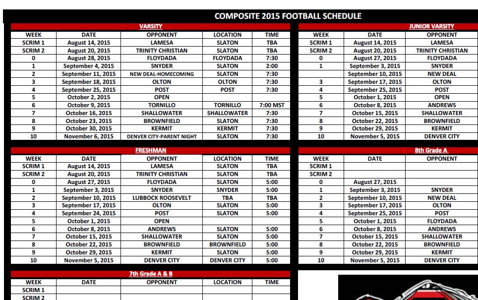 SISD 2015 Football Schedule