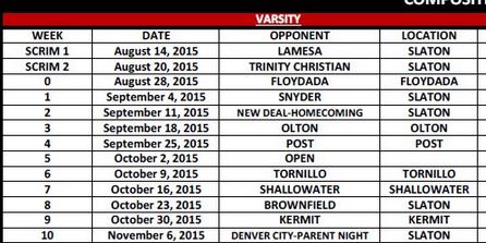 Tiger Football Schedule small